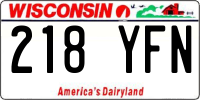 WI license plate 218YFN