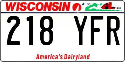 WI license plate 218YFR
