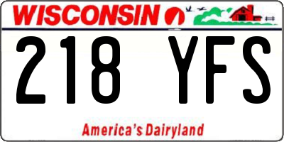 WI license plate 218YFS