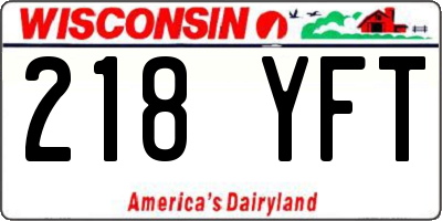 WI license plate 218YFT