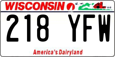 WI license plate 218YFW