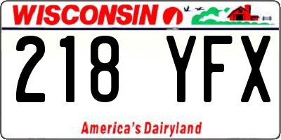 WI license plate 218YFX
