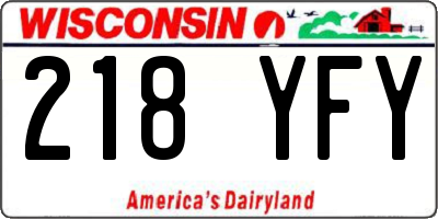 WI license plate 218YFY