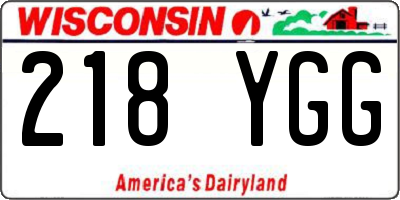 WI license plate 218YGG