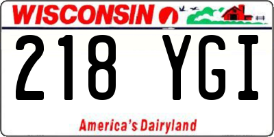 WI license plate 218YGI