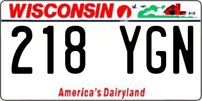 WI license plate 218YGN
