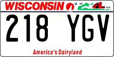 WI license plate 218YGV
