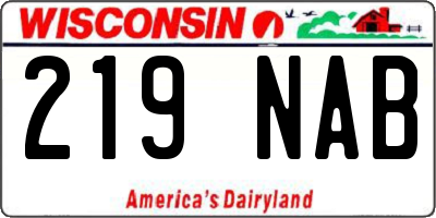 WI license plate 219NAB