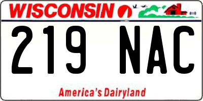 WI license plate 219NAC
