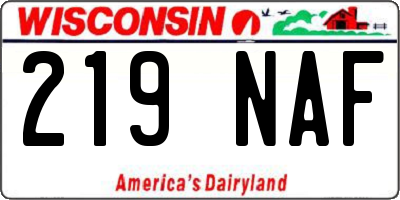 WI license plate 219NAF