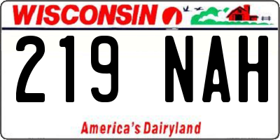 WI license plate 219NAH
