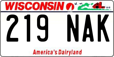 WI license plate 219NAK