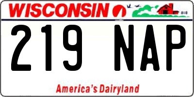 WI license plate 219NAP