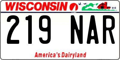 WI license plate 219NAR