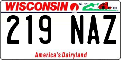 WI license plate 219NAZ