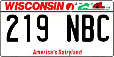 WI license plate 219NBC