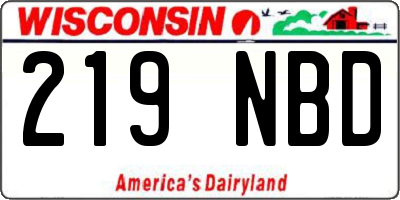 WI license plate 219NBD