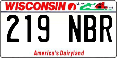 WI license plate 219NBR