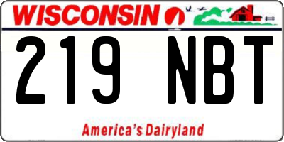 WI license plate 219NBT