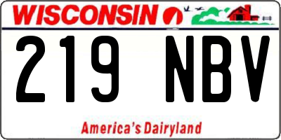 WI license plate 219NBV