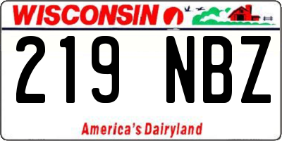 WI license plate 219NBZ