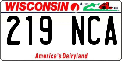 WI license plate 219NCA