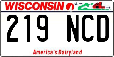 WI license plate 219NCD