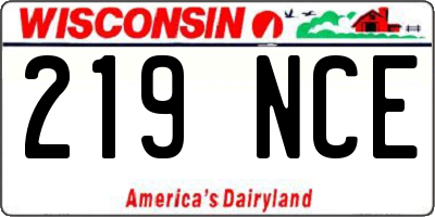 WI license plate 219NCE
