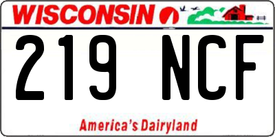 WI license plate 219NCF