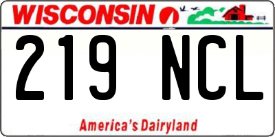 WI license plate 219NCL