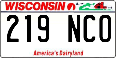 WI license plate 219NCO
