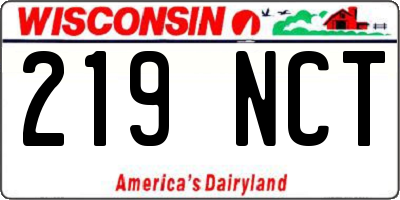 WI license plate 219NCT