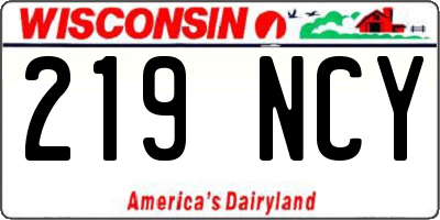 WI license plate 219NCY
