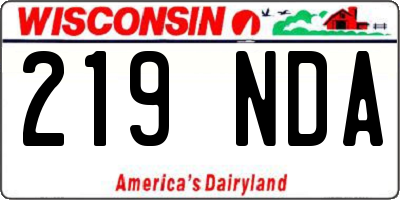 WI license plate 219NDA