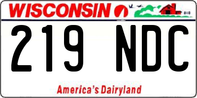 WI license plate 219NDC