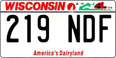 WI license plate 219NDF