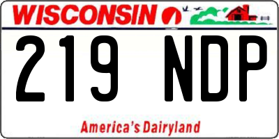 WI license plate 219NDP