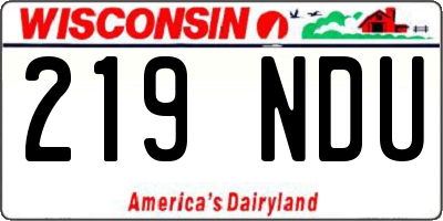 WI license plate 219NDU