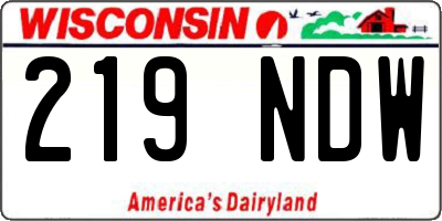 WI license plate 219NDW
