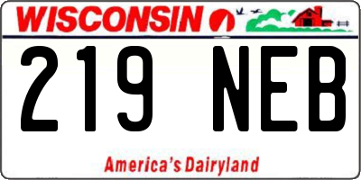WI license plate 219NEB