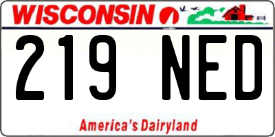WI license plate 219NED