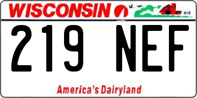 WI license plate 219NEF