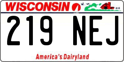 WI license plate 219NEJ
