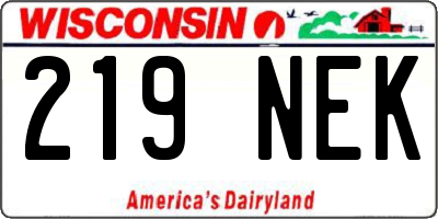 WI license plate 219NEK
