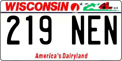 WI license plate 219NEN