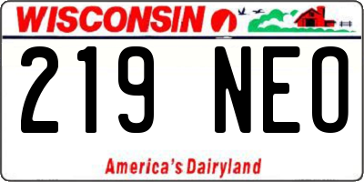 WI license plate 219NEO