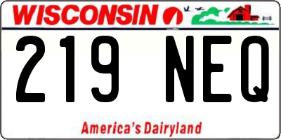 WI license plate 219NEQ