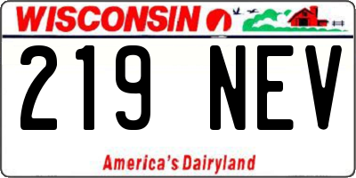 WI license plate 219NEV