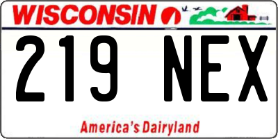 WI license plate 219NEX