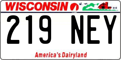WI license plate 219NEY